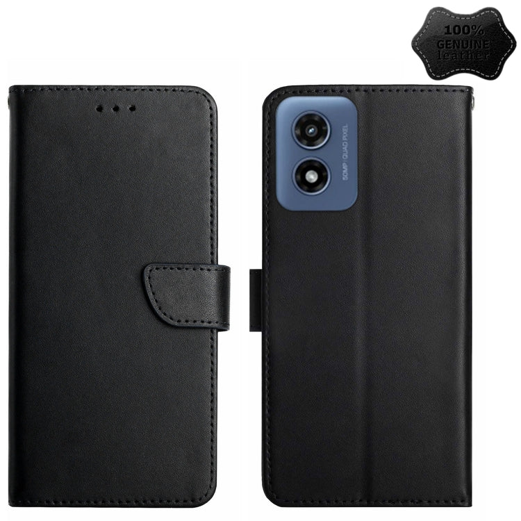 For Motorola Moto G Play 4G 2024 Genuine Leather Fingerprint-proof Horizontal Flip Phone Case(Black) by buy2fix
