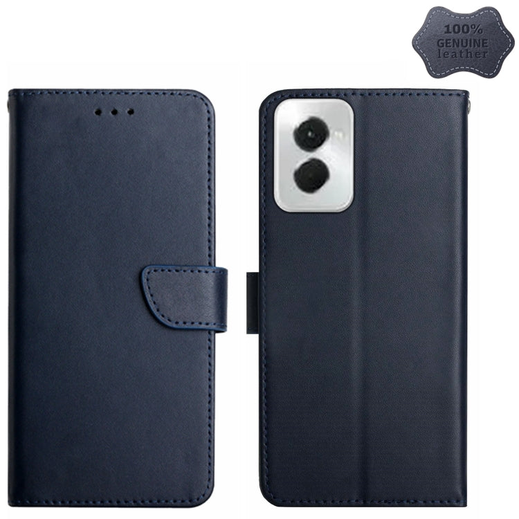For Motorola Moto G Power 5G 2024 Genuine Leather Fingerprint-proof Horizontal Flip Phone Case(Blue) by buy2fix