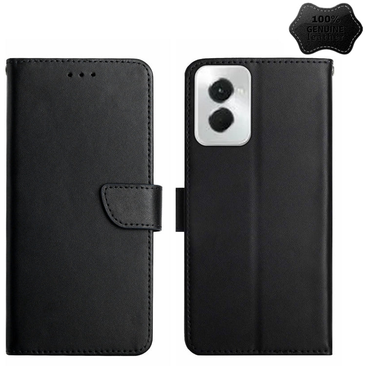 For Motorola Moto G Power 5G 2024 Genuine Leather Fingerprint-proof Horizontal Flip Phone Case(Black) by buy2fix