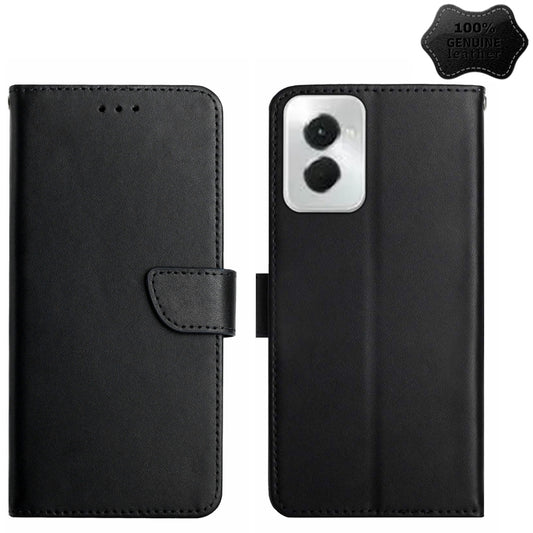 For Motorola Moto G Power 5G 2024 Genuine Leather Fingerprint-proof Horizontal Flip Phone Case(Black) by buy2fix