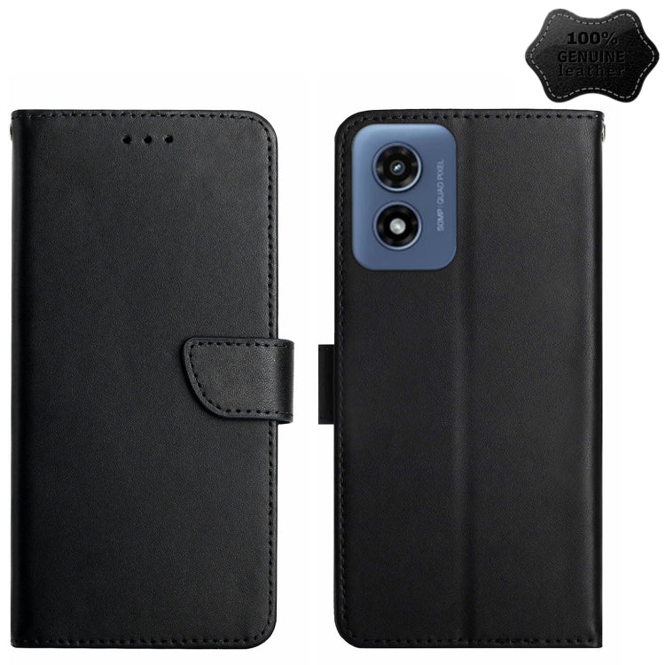 For Motorola Moto G Play 5G 2024 Genuine Leather Fingerprint-proof Horizontal Flip Phone Case(Black) by buy2fix