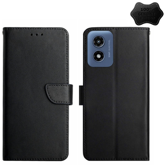 For Motorola Moto G Play 5G 2024 Genuine Leather Fingerprint-proof Horizontal Flip Phone Case(Black) by buy2fix