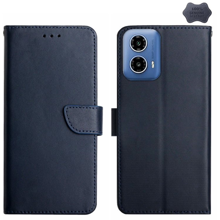 For Motorola Moto G Stylus 5G 2024 Genuine Leather Fingerprint-proof Horizontal Flip Phone Case(Blue) by buy2fix