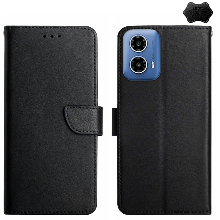 For Motorola Moto G Stylus 5G 2024 Genuine Leather Fingerprint-proof Horizontal Flip Phone Case(Black) by buy2fix