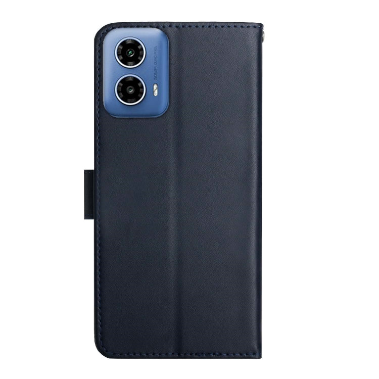 For Motorola Moto G85 5G Genuine Leather Fingerprint-proof Horizontal Flip Phone Case(Blue) - Motorola Cases by buy2fix | Online Shopping UK | buy2fix