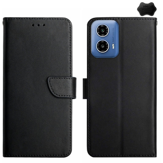 For Motorola Moto G85 5G Genuine Leather Fingerprint-proof Horizontal Flip Phone Case(Black) - Motorola Cases by buy2fix | Online Shopping UK | buy2fix