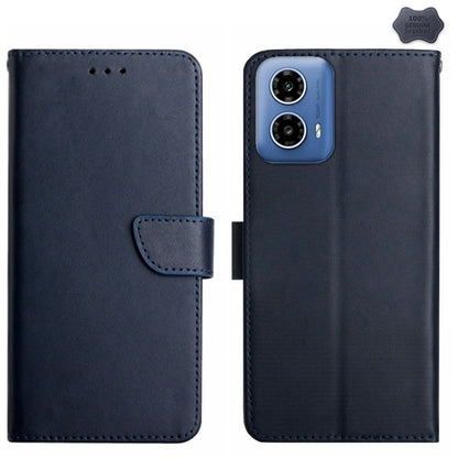 For Motorola Moto G35 5G Genuine Leather Fingerprint-proof Horizontal Flip Phone Case(Blue) - Motorola Cases by buy2fix | Online Shopping UK | buy2fix