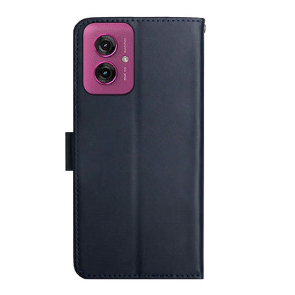 For Motorola Moto G55 5G Genuine Leather Fingerprint-proof Horizontal Flip Phone Case(Blue) - Motorola Cases by buy2fix | Online Shopping UK | buy2fix