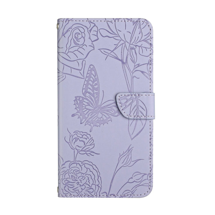 For Motorola Moto G54 HT03 Skin Feel Butterfly Embossed Flip Leather Phone Case(Purple) by buy2fix