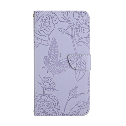 For Motorola Moto G54 HT03 Skin Feel Butterfly Embossed Flip Leather Phone Case(Purple) by buy2fix