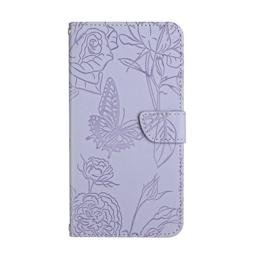 For Motorola Moto G54 HT03 Skin Feel Butterfly Embossed Flip Leather Phone Case(Purple) by buy2fix