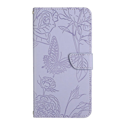 For Motorola Edge 5G 2024 HT03 Skin Feel Butterfly Embossed Flip Leather Phone Case(Purple) by buy2fix