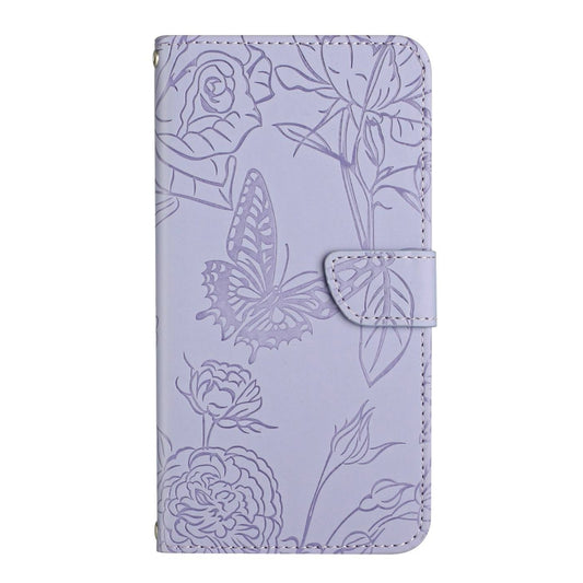 For Motorola Edge 5G 2024 HT03 Skin Feel Butterfly Embossed Flip Leather Phone Case(Purple) by buy2fix
