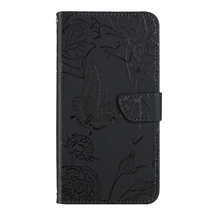 For Motorola Edge 5G 2024 HT03 Skin Feel Butterfly Embossed Flip Leather Phone Case(Black) by buy2fix