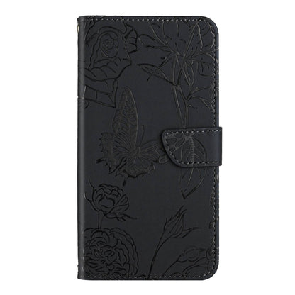 For Motorola Edge 5G 2024 HT03 Skin Feel Butterfly Embossed Flip Leather Phone Case(Black) by buy2fix
