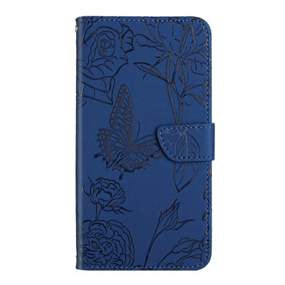 For Motorola Edge 5G 2024 HT03 Skin Feel Butterfly Embossed Flip Leather Phone Case(Blue) by buy2fix