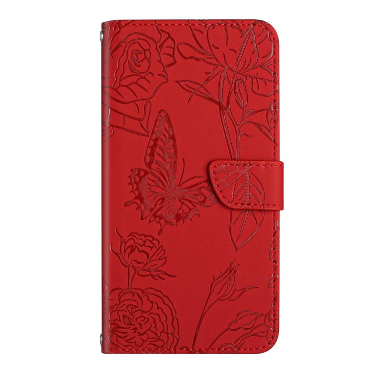 For Motorola Edge 5G 2024 HT03 Skin Feel Butterfly Embossed Flip Leather Phone Case(Red) by buy2fix