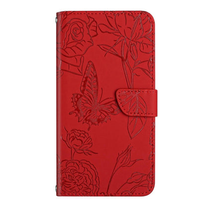 For Motorola Edge 5G 2024 HT03 Skin Feel Butterfly Embossed Flip Leather Phone Case(Red) by buy2fix