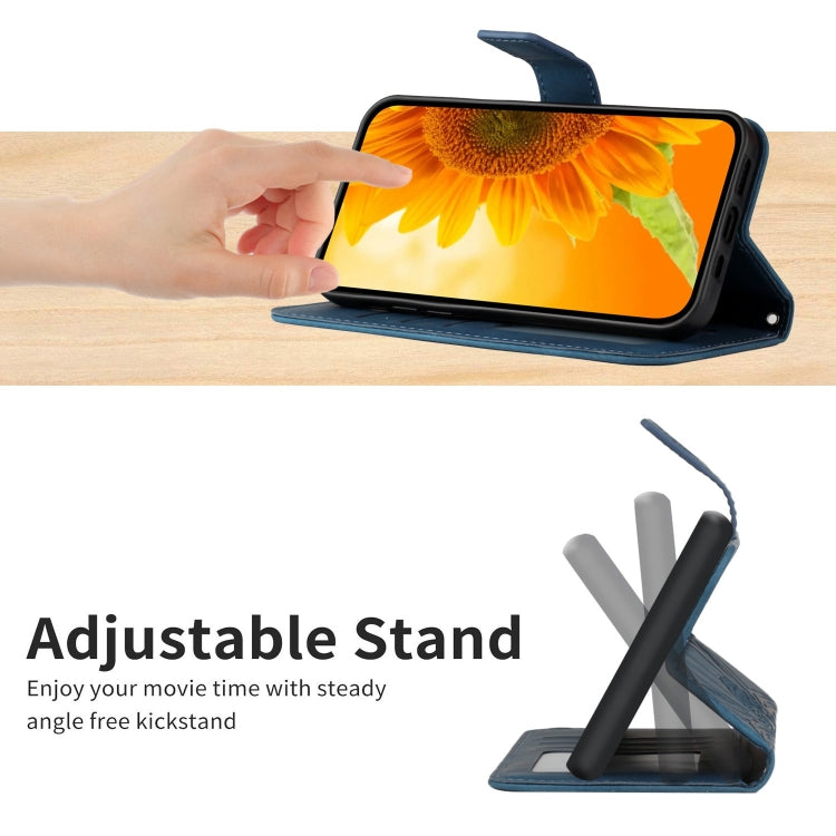 For Motorola Moto G Stylus 5G 2024 HT04 Skin Feel Sun Flower Embossed Flip Leather Phone Case with Lanyard(Inky Blue) by buy2fix