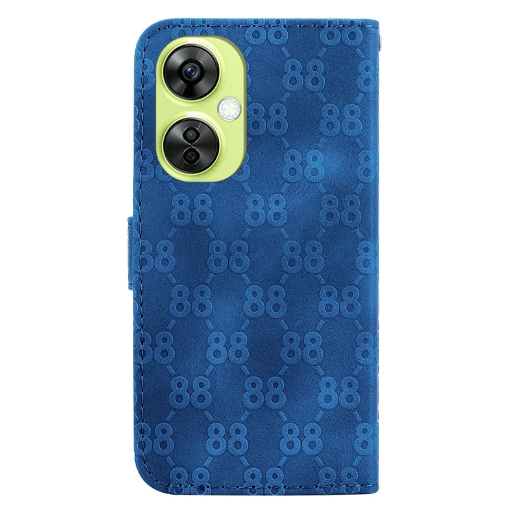 For OnePlus 11 Double 8-shaped Embossed Leather Phone Case(Blue) - OnePlus Cases by buy2fix | Online Shopping UK | buy2fix