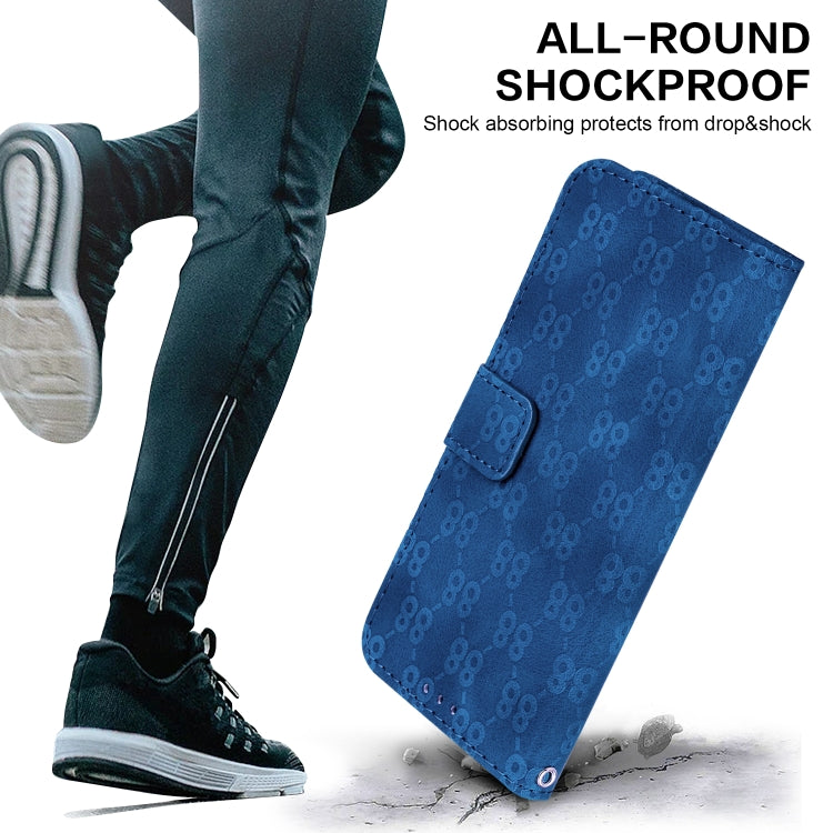 For OnePlus 11 Double 8-shaped Embossed Leather Phone Case(Blue) - OnePlus Cases by buy2fix | Online Shopping UK | buy2fix