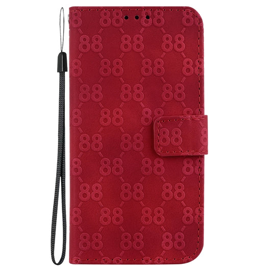 For OnePlus 11 Double 8-shaped Embossed Leather Phone Case(Red) - OnePlus Cases by buy2fix | Online Shopping UK | buy2fix