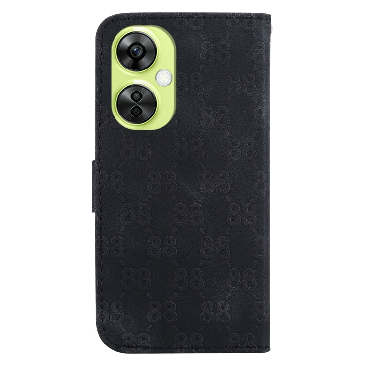 For OnePlus 11 Double 8-shaped Embossed Leather Phone Case(Black) - OnePlus Cases by buy2fix | Online Shopping UK | buy2fix