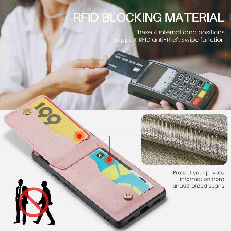 For Google Pixel 8 Pro Fierre Shann Crazy Horse Card Holder Back Cover PU Phone Case(Pink) by FIERRE SHANN