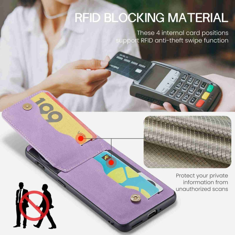 For OnePlus 11 Fierre Shann Crazy Horse Card Holder Back Cover PU Phone Case(Purple) - OnePlus Cases by FIERRE SHANN | Online Shopping UK | buy2fix