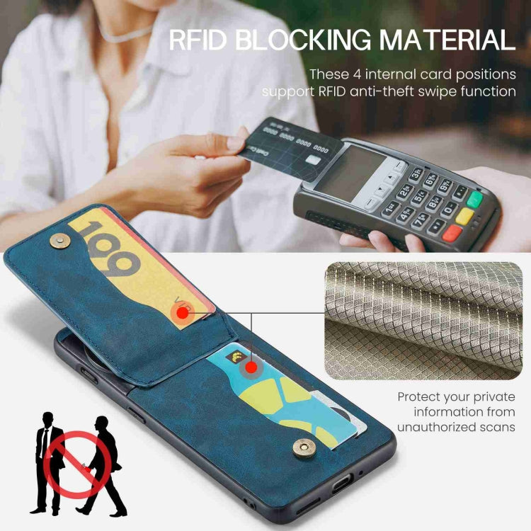 For OnePlus 11 Fierre Shann Crazy Horse Card Holder Back Cover PU Phone Case(Blue) - OnePlus Cases by FIERRE SHANN | Online Shopping UK | buy2fix