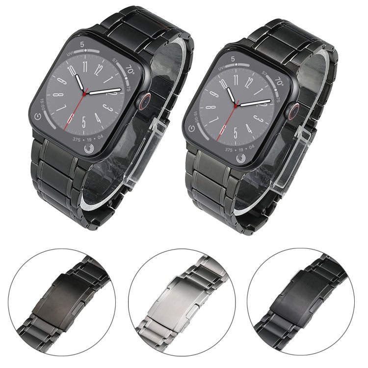 For Apple Watch Series 8 45mm Five Beads Turtle Buckle Titanium Steel Watch Band(Silver) by buy2fix