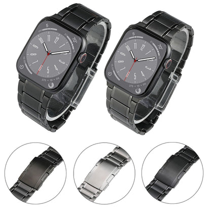For Apple Watch Series 8 45mm Five Beads Turtle Buckle Titanium Steel Watch Band(Silver) by buy2fix