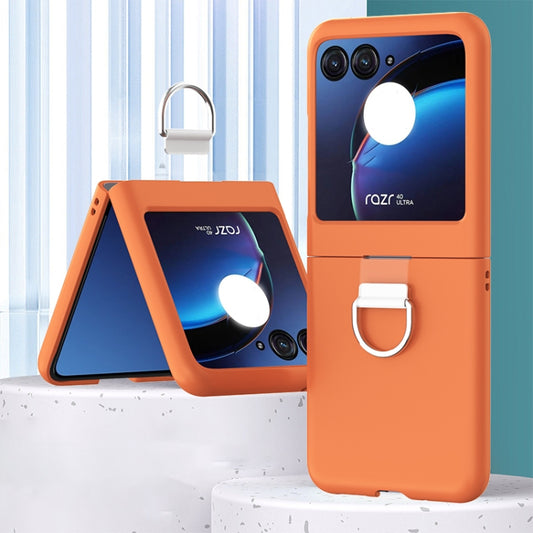 For Motorola Razr 40 Ultra Skin Feel PC Foldable Phone Case with Ring(Orange) - Motorola Cases by buy2fix | Online Shopping UK | buy2fix