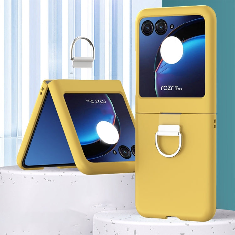 For Motorola Razr 40 Ultra Skin Feel PC Foldable Phone Case with Ring(Yellow) - Motorola Cases by buy2fix | Online Shopping UK | buy2fix