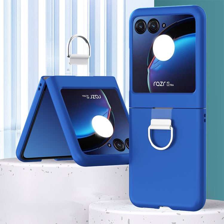 For Motorola Razr 40 Ultra Skin Feel PC Foldable Phone Case with Ring(Dark Blue) - Motorola Cases by buy2fix | Online Shopping UK | buy2fix