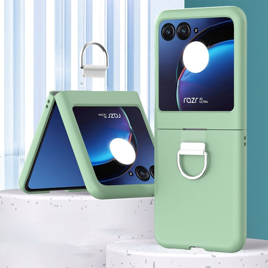 For Motorola Razr 40 Ultra Skin Feel PC Foldable Phone Case with Ring(Light Green) - Motorola Cases by buy2fix | Online Shopping UK | buy2fix