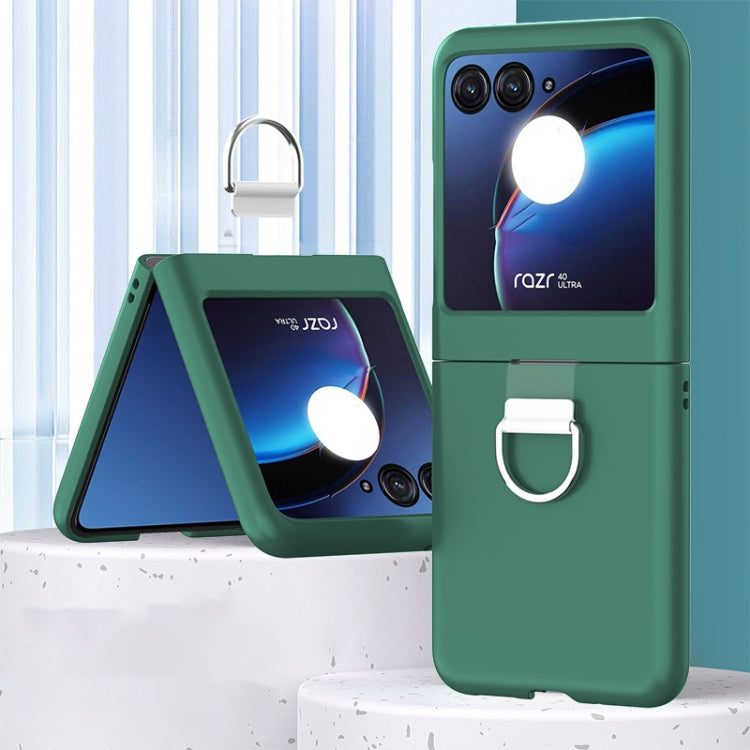 For Motorola Razr 40 Ultra Skin Feel PC Foldable Phone Case with Ring(Dark Green) - Motorola Cases by buy2fix | Online Shopping UK | buy2fix