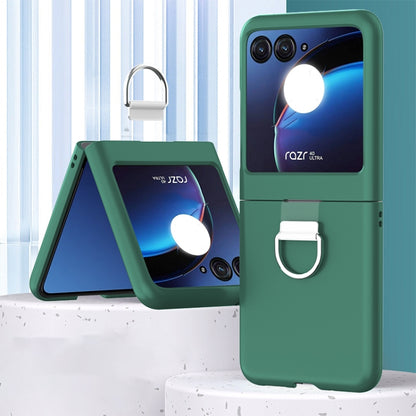 For Motorola Razr 40 Ultra Skin Feel PC Foldable Phone Case with Ring(Dark Green) - Motorola Cases by buy2fix | Online Shopping UK | buy2fix