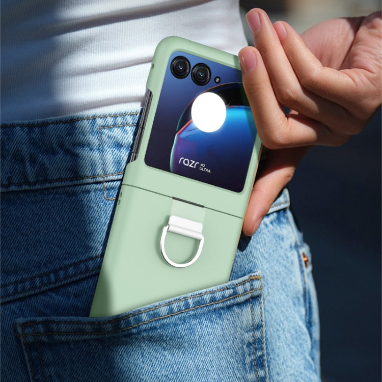 For Motorola Razr 40 Ultra Skin Feel PC Foldable Phone Case with Ring(Dark Green) - Motorola Cases by buy2fix | Online Shopping UK | buy2fix