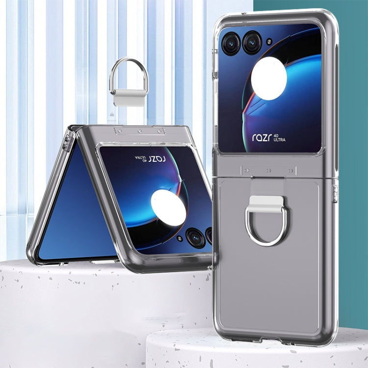 For Motorola Razr 40 Ultra Skin Feel PC Foldable Phone Case with Ring(Transparent) - Motorola Cases by buy2fix | Online Shopping UK | buy2fix