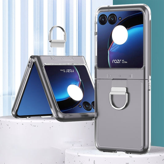 For Motorola Razr 40 Ultra Skin Feel PC Foldable Phone Case with Ring(Transparent) - Motorola Cases by buy2fix | Online Shopping UK | buy2fix