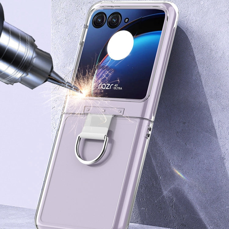 For Motorola Razr 40 Ultra Skin Feel PC Foldable Phone Case with Ring(Transparent) - Motorola Cases by buy2fix | Online Shopping UK | buy2fix