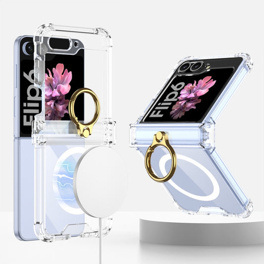 For Samsung Galaxy Z Flip6 / Flip7 FE GKK MagSafe Airbag Hinge Shockproof Phone Case with Ring Holder(Transparent) - Galaxy Z Flip6 5G Cases by GKK | Online Shopping UK | buy2fix