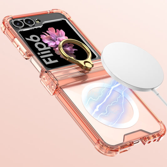 For Samsung Galaxy Z Flip6 / Flip7 FE GKK MagSafe Airbag Hinge Shockproof Phone Case with Ring Holder(Transparent) - Galaxy Z Flip6 5G Cases by GKK | Online Shopping UK | buy2fix