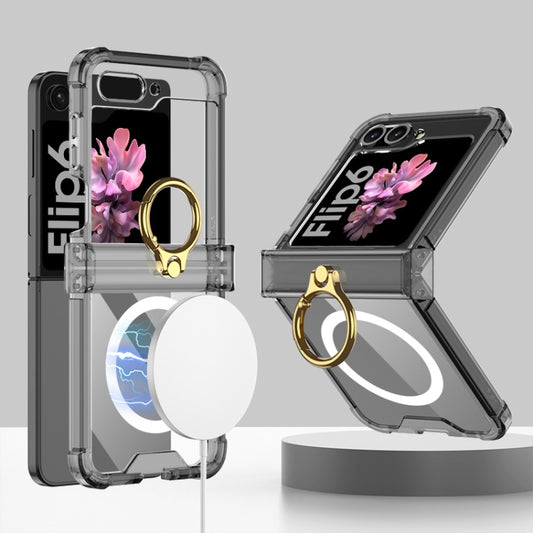 For Samsung Galaxy Z Flip6 / Flip7 FE GKK MagSafe Airbag Hinge Shockproof Phone Case with Ring Holder(Black) - Galaxy Z Flip6 5G Cases by GKK | Online Shopping UK | buy2fix
