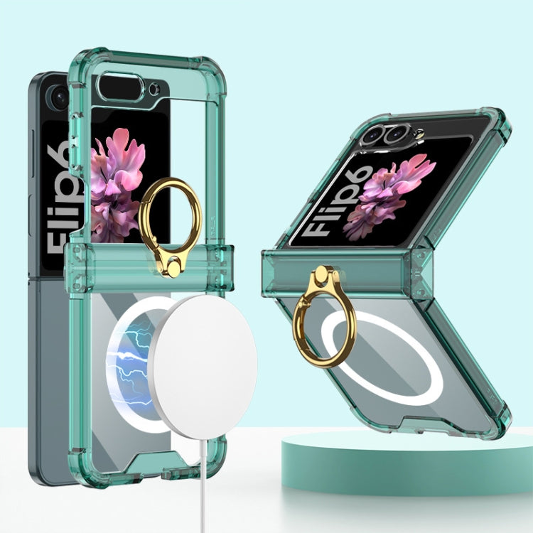 For Samsung Galaxy Z Flip6 / Flip7 FE GKK MagSafe Airbag Hinge Shockproof Phone Case with Ring Holder(Green) - Galaxy Z Flip6 5G Cases by GKK | Online Shopping UK | buy2fix