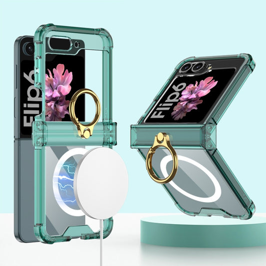 For Samsung Galaxy Z Flip6 / Flip7 FE GKK MagSafe Airbag Hinge Shockproof Phone Case with Ring Holder(Green) - Galaxy Z Flip6 5G Cases by GKK | Online Shopping UK | buy2fix