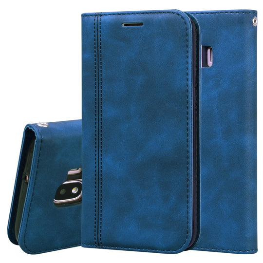 For Samsung Galaxy J2 Core Frosted Business Magnetic Horizontal Flip PU Leather Case with Holder & Card Slot & Lanyard(Blue)