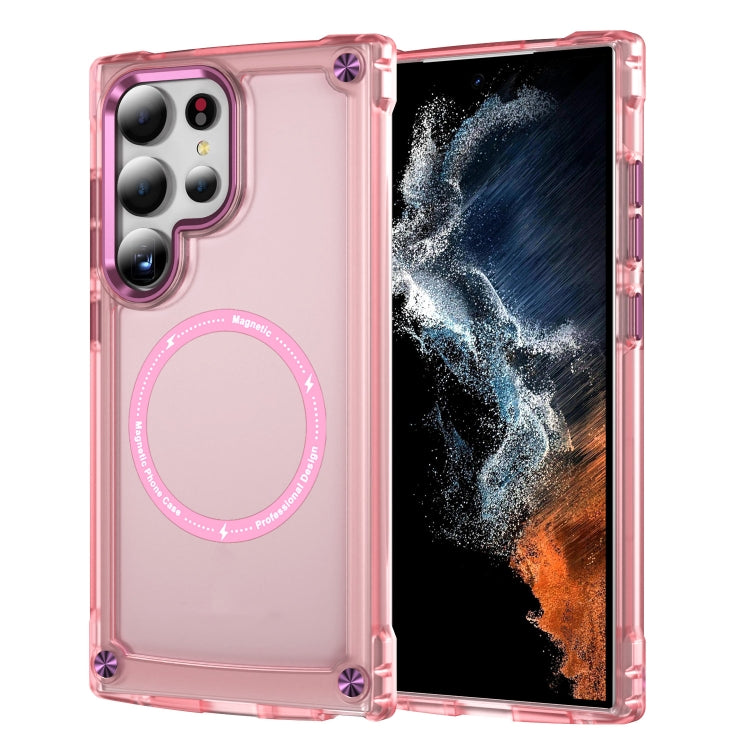 For Samsung Galaxy S25 Ultra 5G Skin Feel TPU + PC MagSafe Magnetic Phone Case(Transparent Pink) by buy2fix