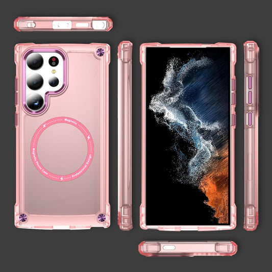 For Samsung Galaxy S25 Ultra 5G Skin Feel TPU + PC MagSafe Magnetic Phone Case(Transparent Pink) by buy2fix